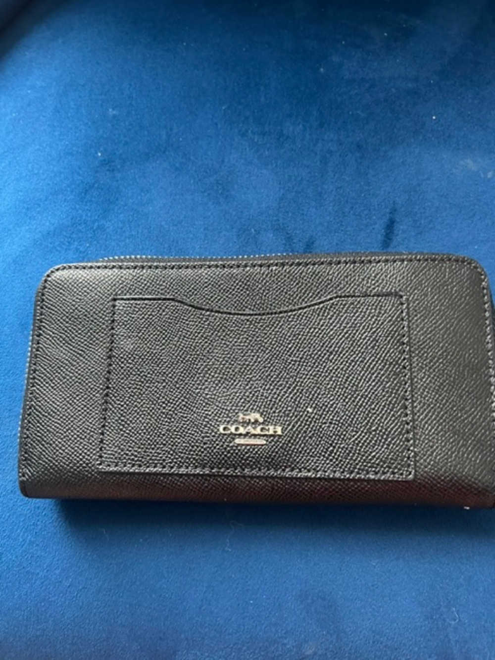 NWT Coach Black Crossgrain Leather Zip Wallet